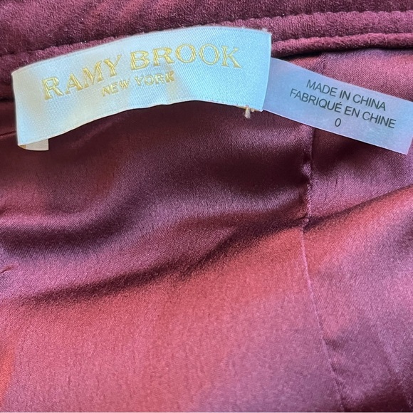 Ramy Brook Odette Patchwork Faux Suede Dress Size O Brown Burgundy Western Boho - Picture 8 of 11